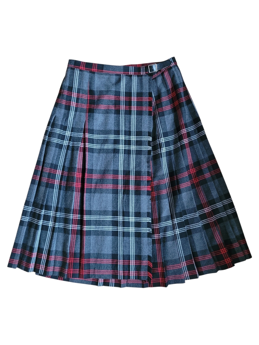 Vintage Kilt Skirt Pleated D'Allaird's Canada Grey Red Plaid Dark Academia